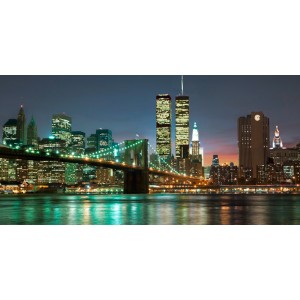 Barry Mancini - The Brooklyn Bridge and Twin Towers at Night